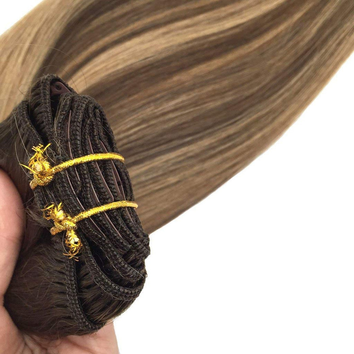 Clip-in Hair Extensions for Women, Real Human Hair, 16 Inch Long, 7pcs
