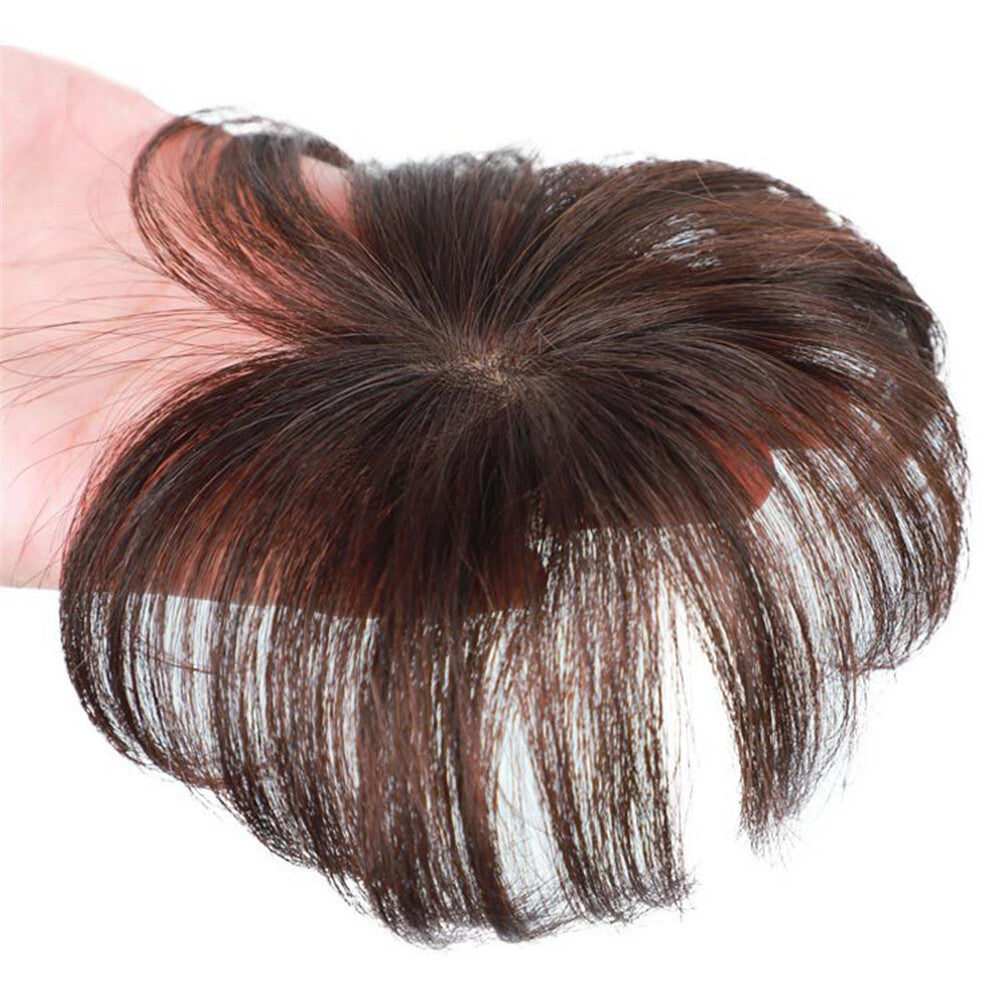 Silk Base Clip-In Human Hair Topper for Thinning Hair - Remy Straight 4-6 Inch