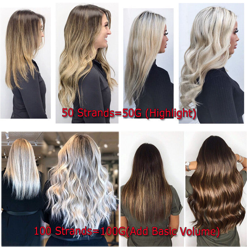 Thick 150PCS Remy Human Hair Extensions Nano Ring Beads Micro Loop 14-24 Inch