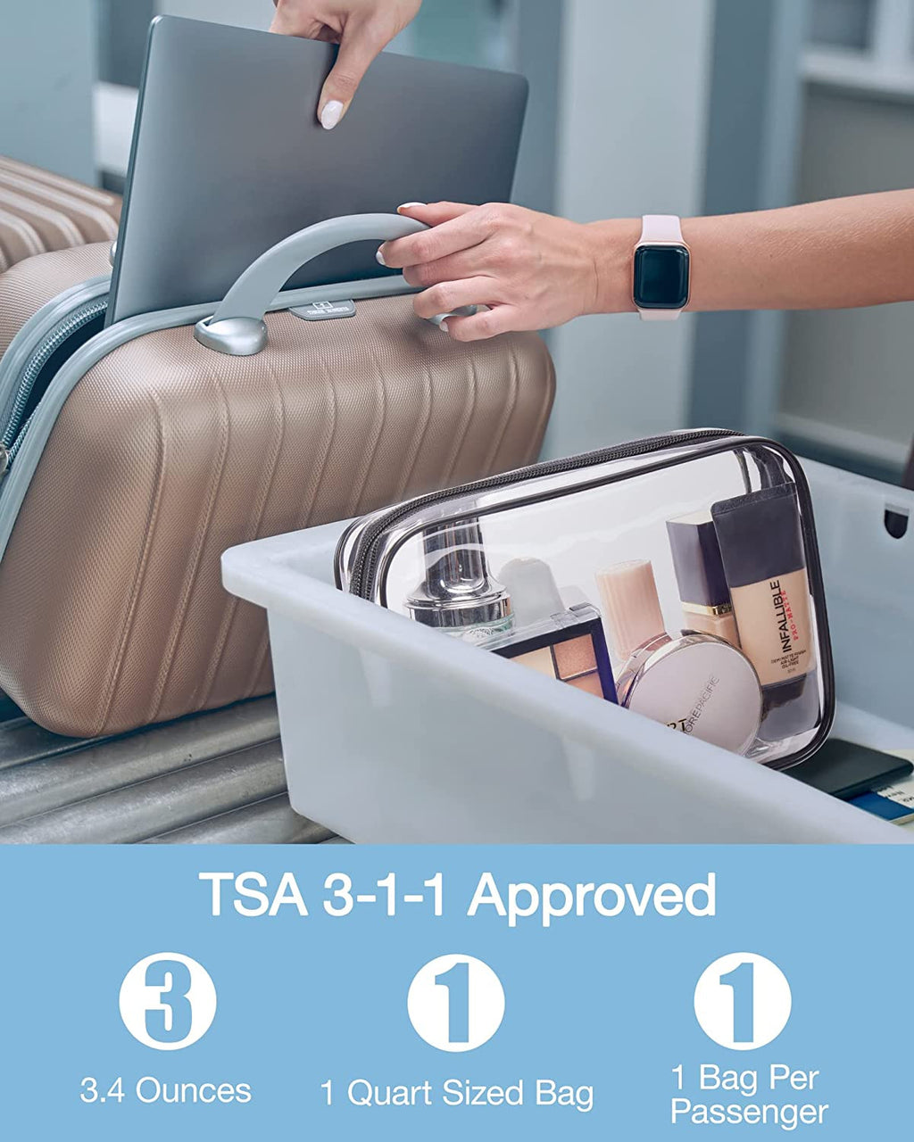 Clear TSA Approved Water-Repellent Toiletry Bag 2-Pack - Travel Organizer