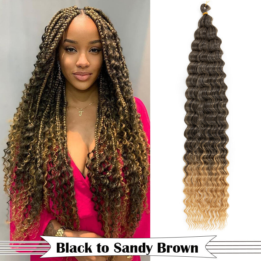 Long Boho Crochet Water Wave Braid Hair Extensions - Curly Synthetic Hair