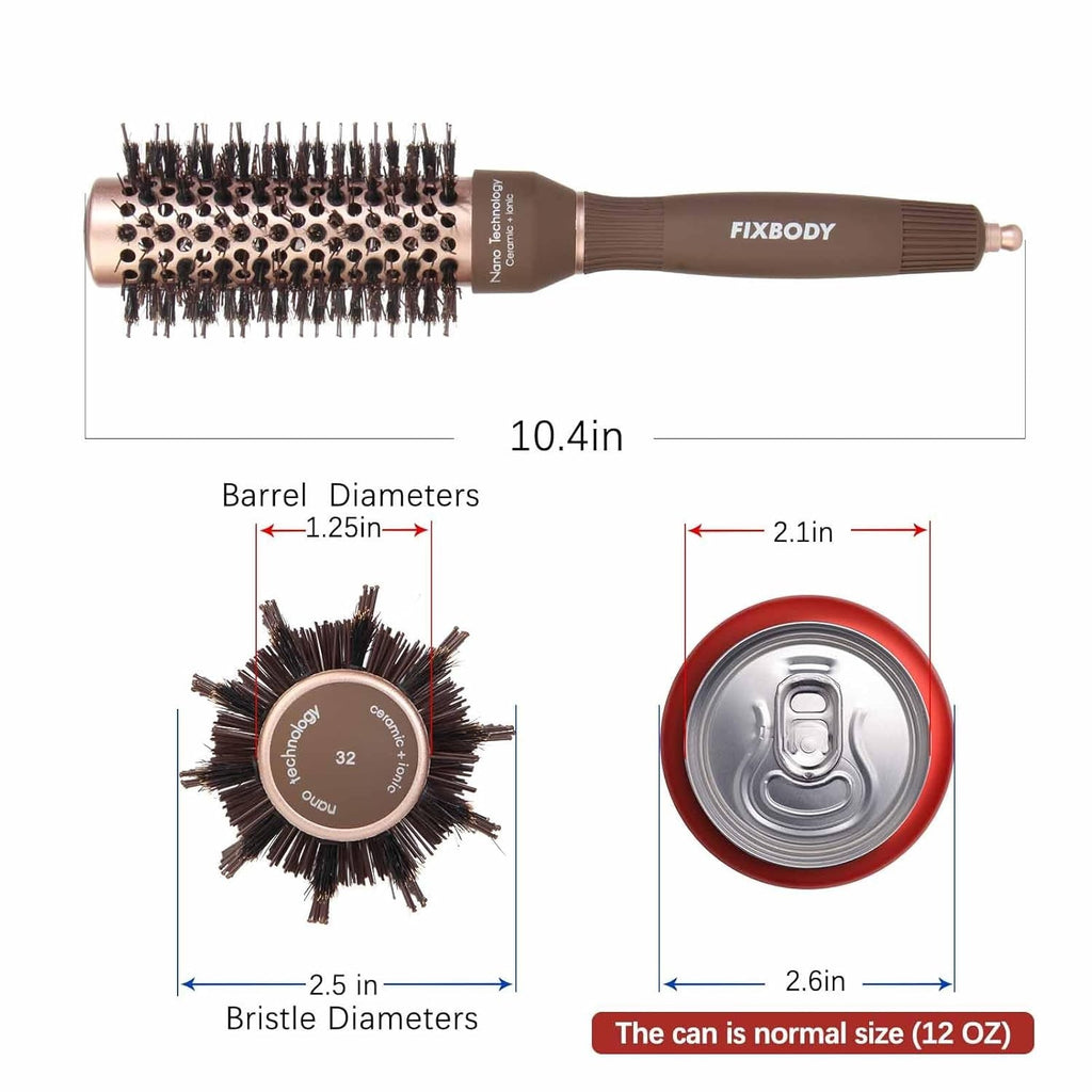 Nano Ceramic Round Hair Brush for Thick Hair 1.25 Inch Barrel - Salon Quality Styling Tool