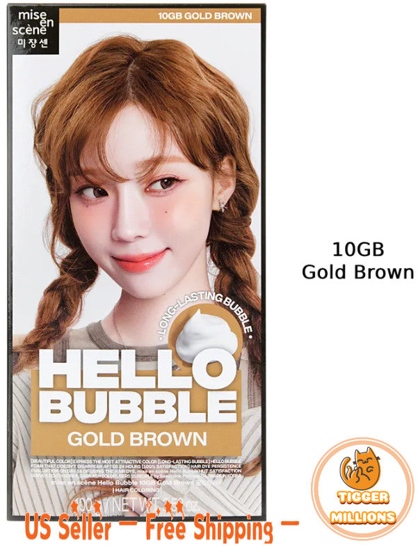 Hair Dye Bubble Color Kit Gold Brown 8oz Korean Import