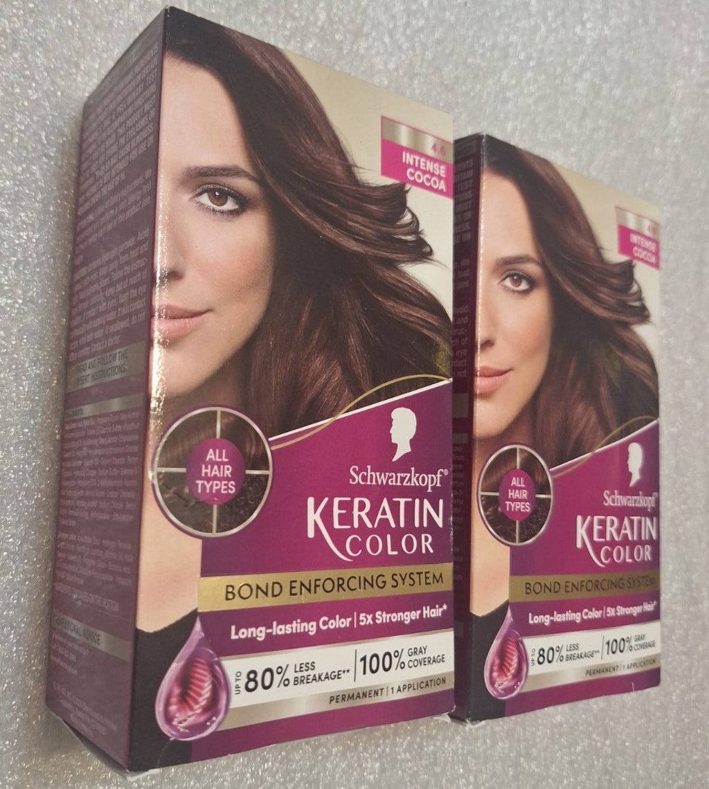 Schwarzkopf Keratin Color Permanent Hair Dye 4.6 Intense Cocoa Set