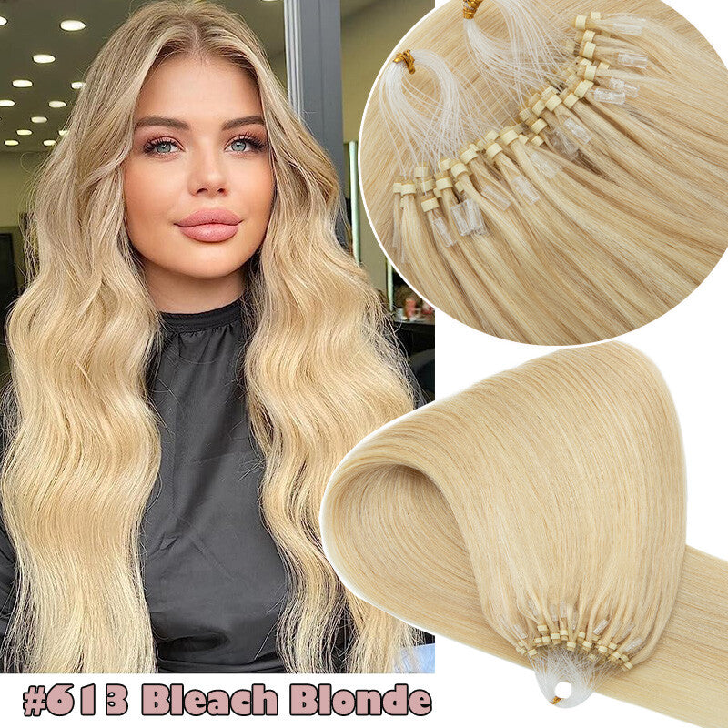 150g Thick Micro Ring Human Hair Extensions with Beads - Ombre