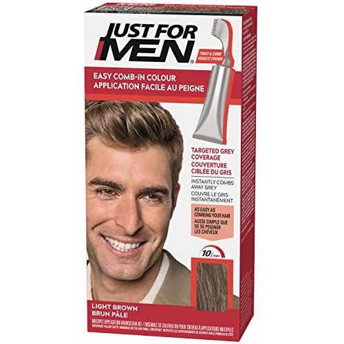 Men's Hair Dye Kit with Comb Application - Light Brown, No Mix