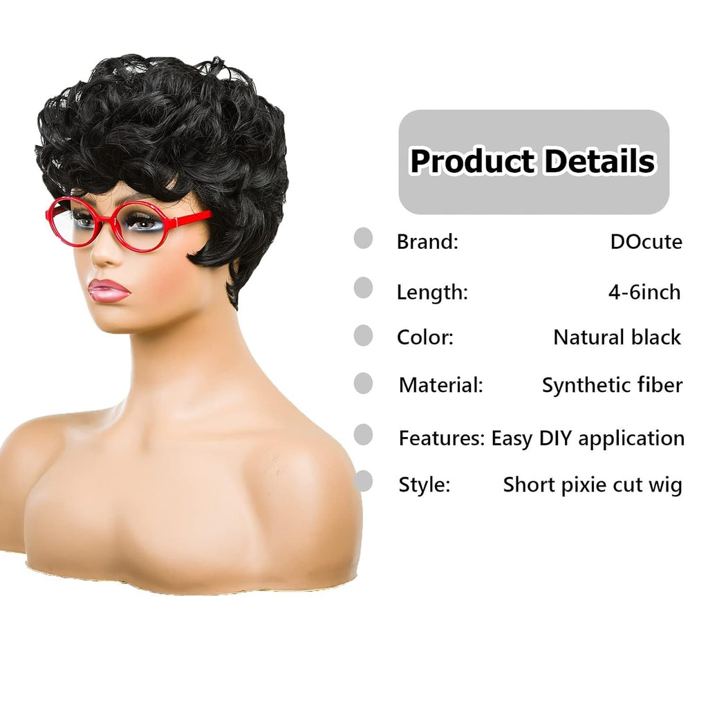 Elegant Curly Pixie Wig for Black Women with Vibrant Bangs & Heat-Resistant Fibers