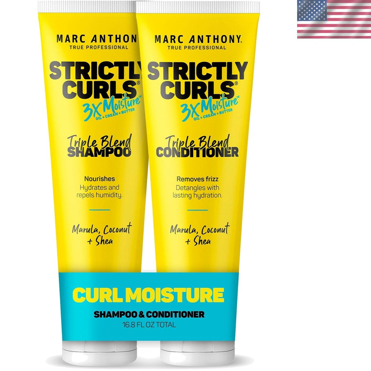 Moisturizing Curly Hair Shampoo & Conditioner Set with Shea Butter & Marula Oil