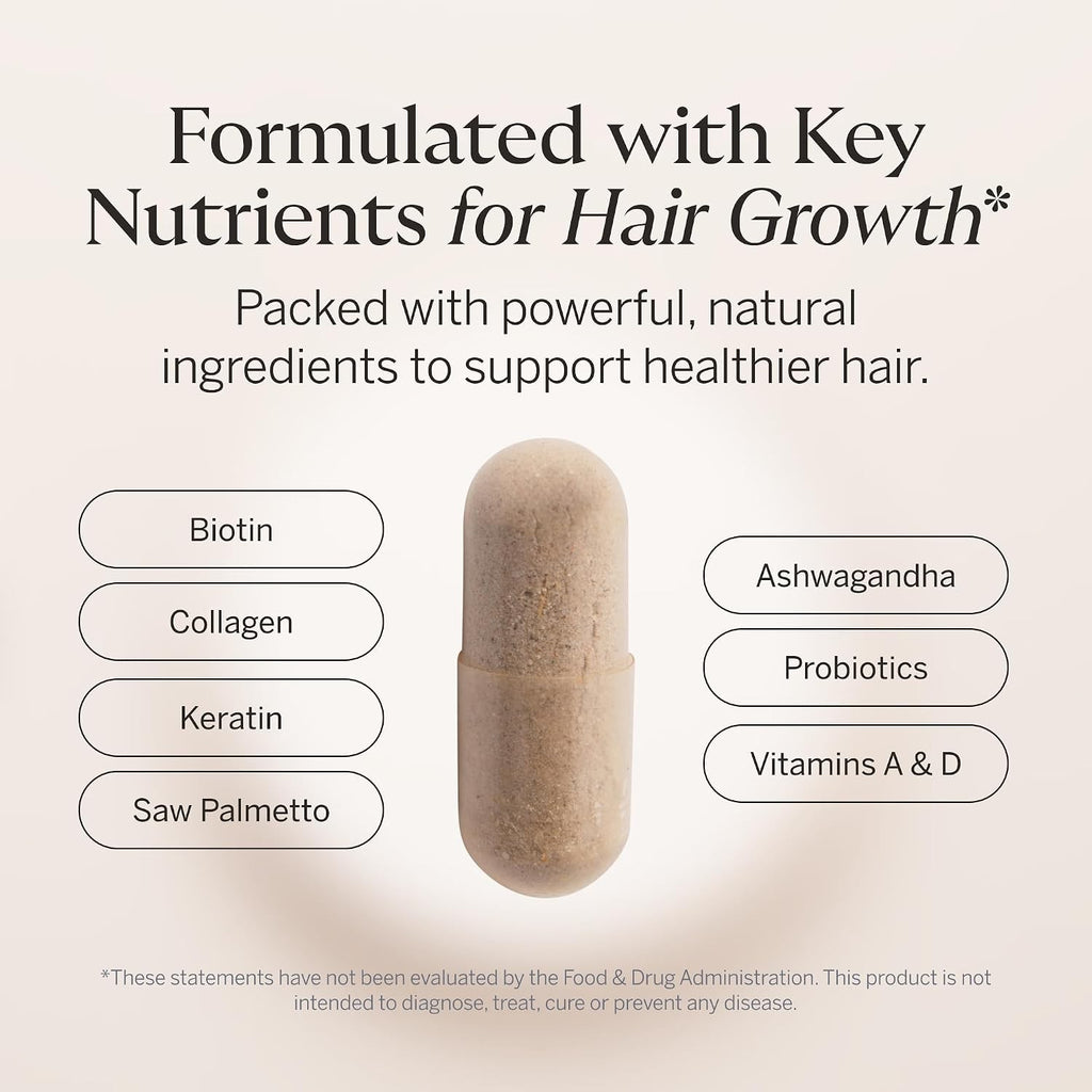 Hair Capsules with Biotin Collagen Keratin for Men & Women - 60 Caps