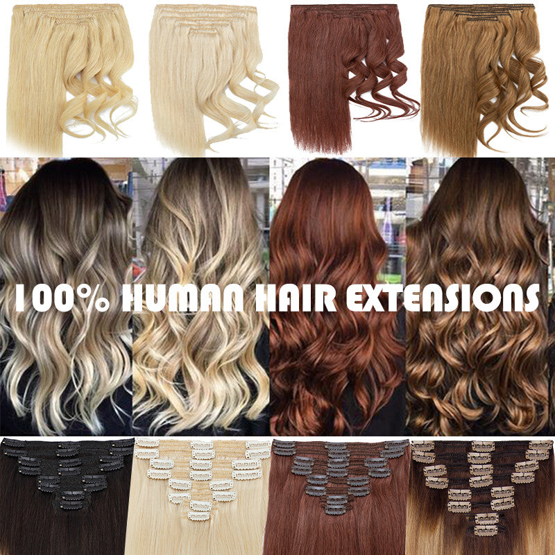 Thick Double Weft Clip-In Hair Extensions Full Head - Remy Human Hair