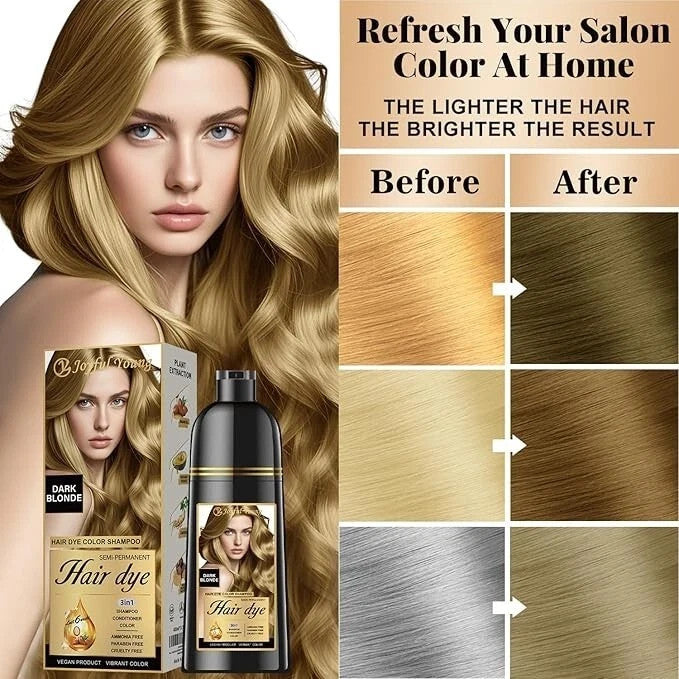 Dark Blonde 3-in-1 Hair Dye Shampoo Gray Coverage Ammonia-Free