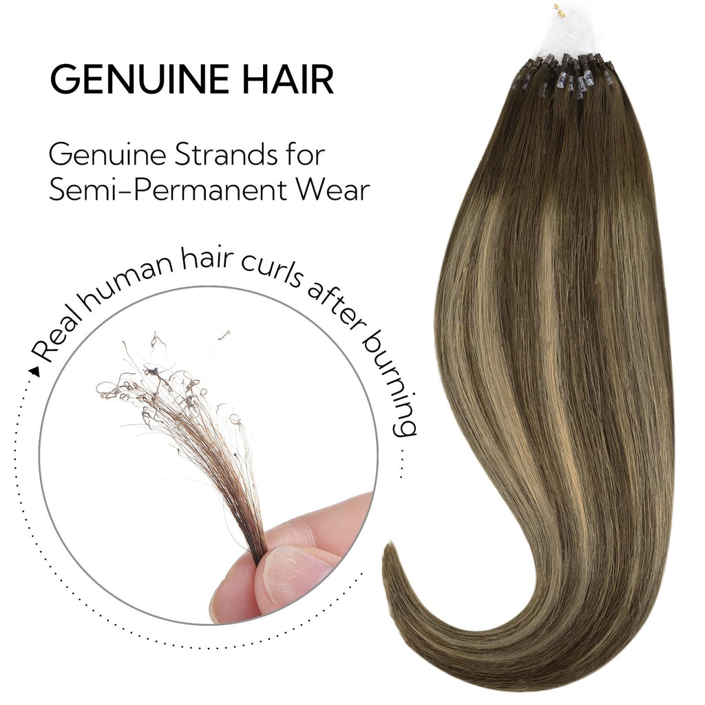Micro Link Hair Extensions Human Hair 4/26/4 18 Inch 50g Blonde Brown Blend