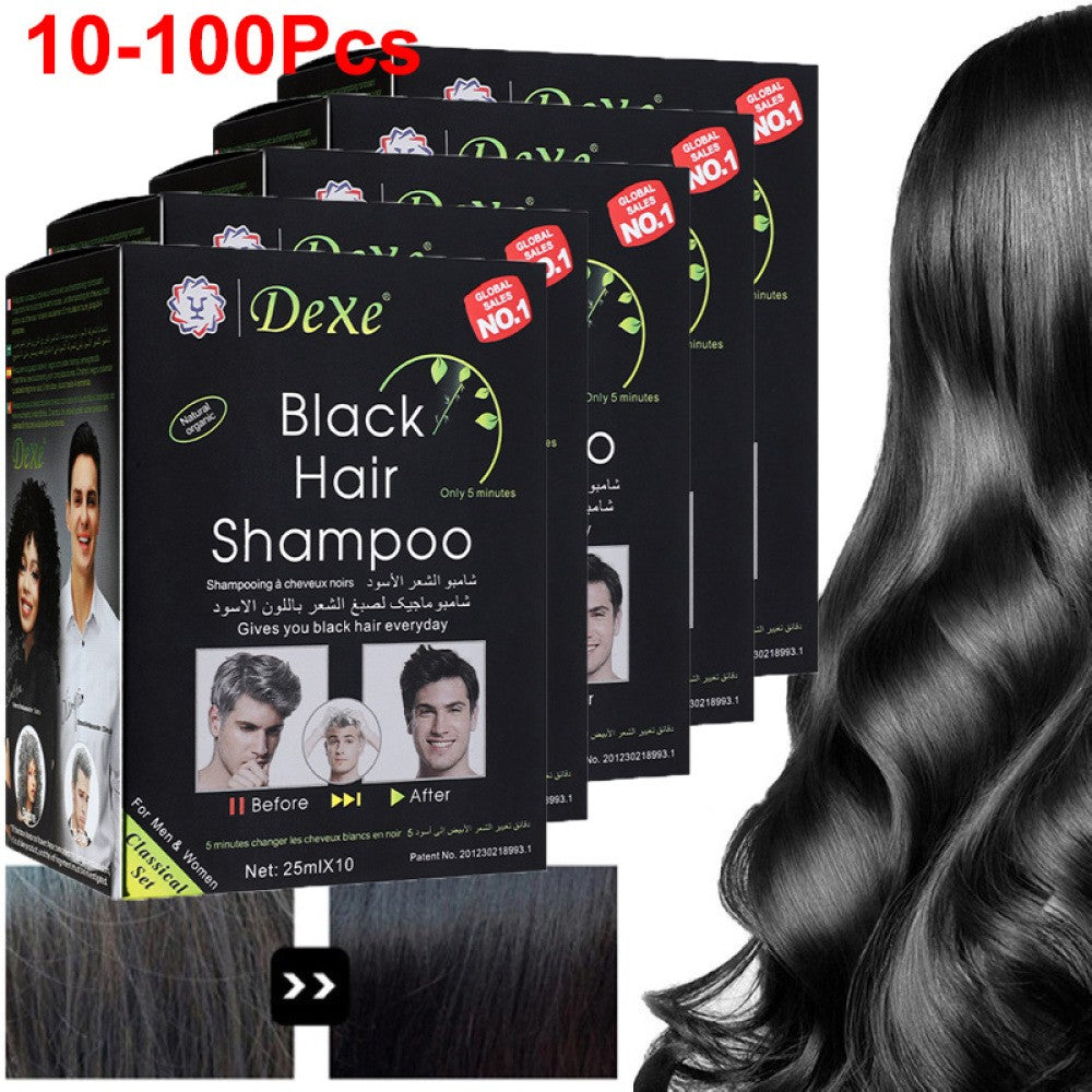 Black Hair Dye Shampoo 100PCS Natural Herbal Fast Instant 3-in-1 Hair Color