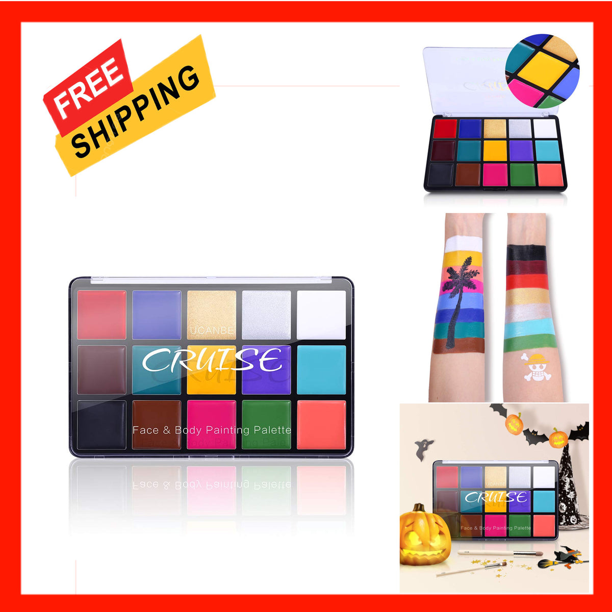 15 Color Face and Body Paint Oil Palette - Non Toxic Professional Makeup