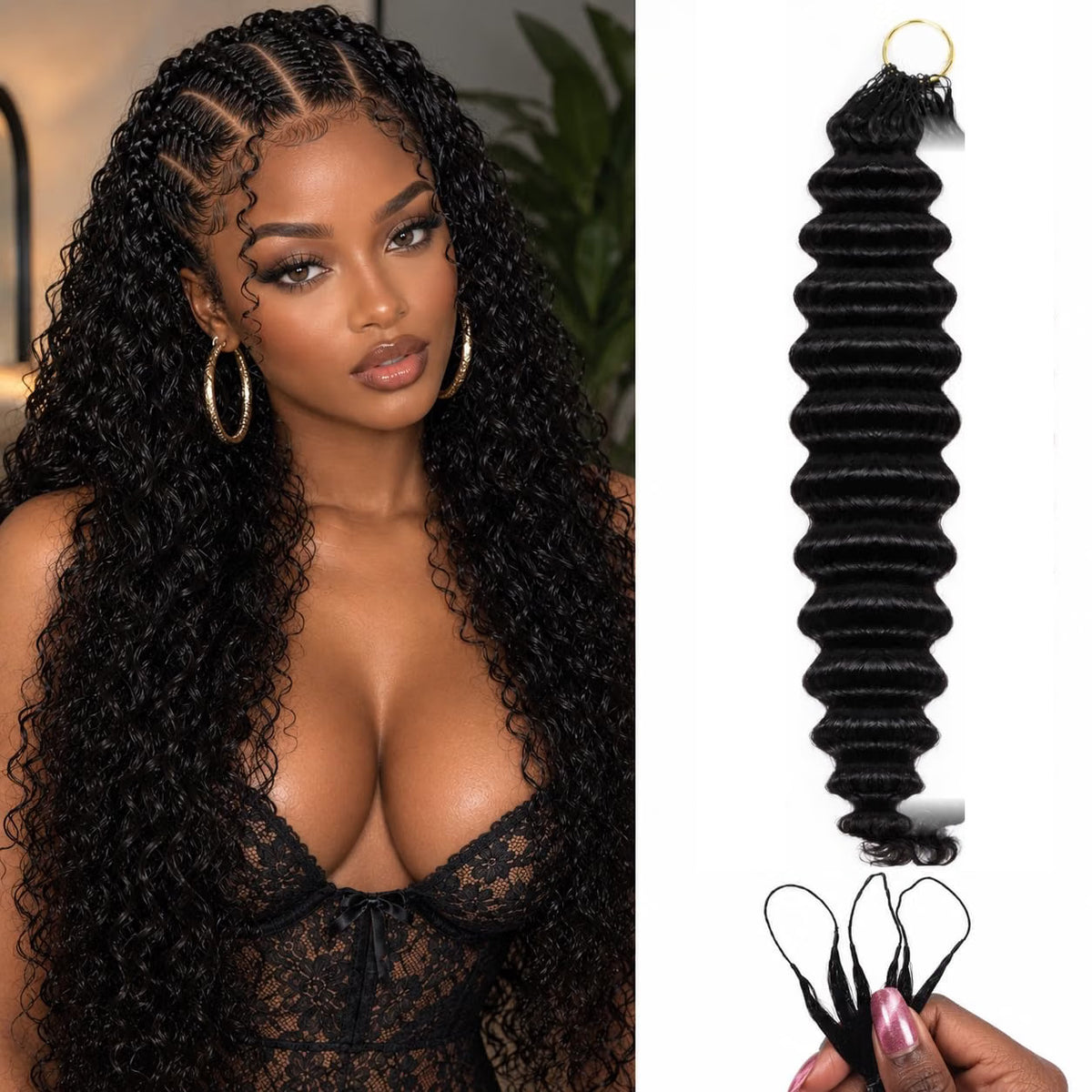 Deep Wave Crochet Human Hair Extensions 16 Inch 60g Knotless Pre-Separated