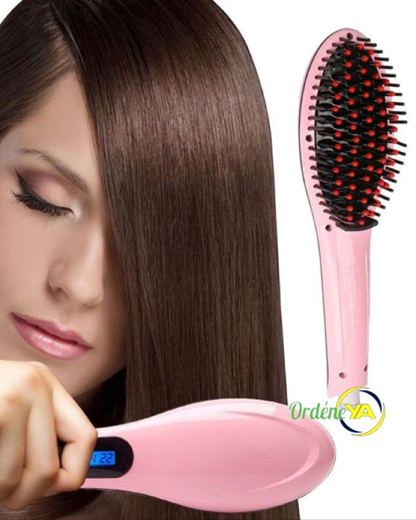 Ceramic Straightening Hair Brush Pink - Frizz & Damage Control