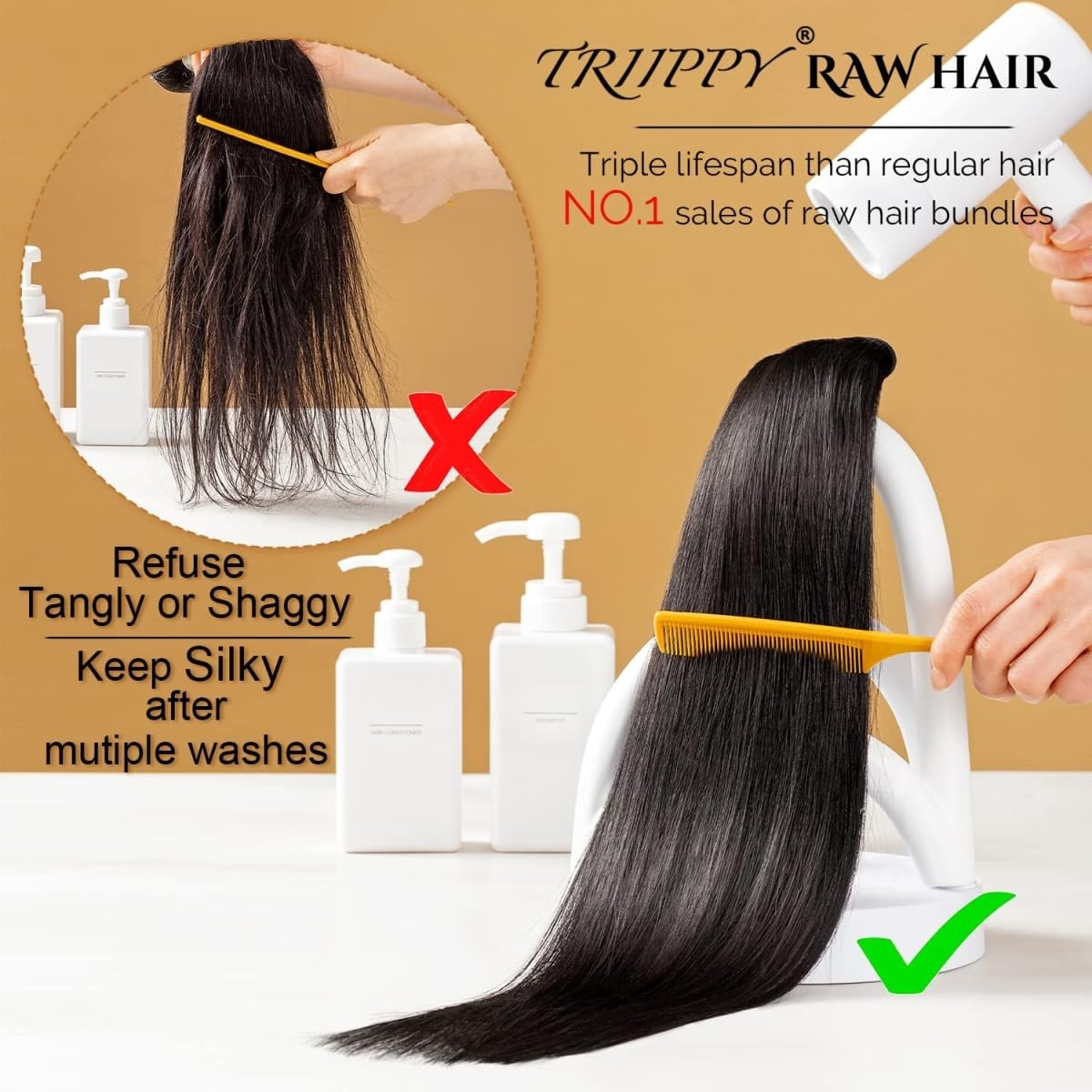 16 Inch 100% Raw Cambodian Human Hair Single Bundle - Straight & Durable