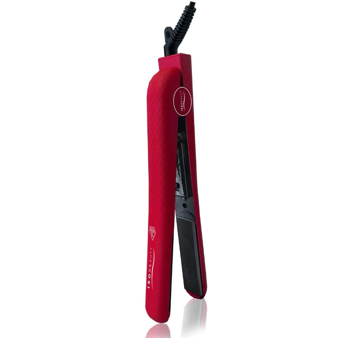 Ceramic Flat Iron Hair Straightener 1.25 Inch - Red, Adjustable Temperature