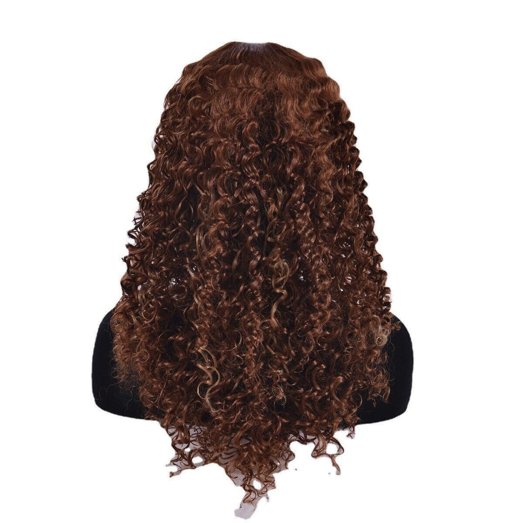Women's Curly Wavy Long Synthetic Wig - Blonde & Brown Medium Length Hair