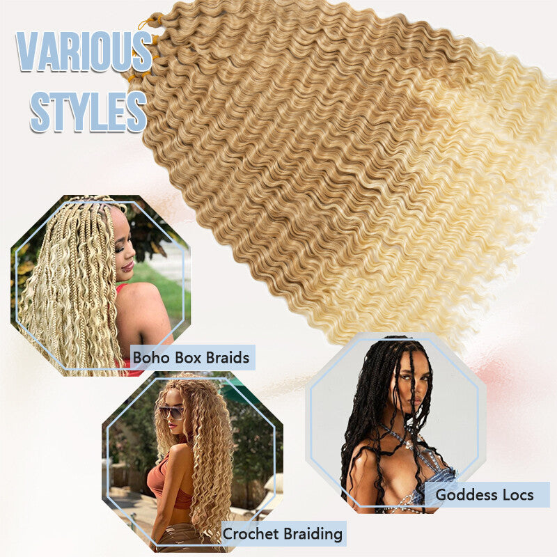 Water Wave Crochet Hair Extensions Afro Curly Braiding Hair Synthetic Braid