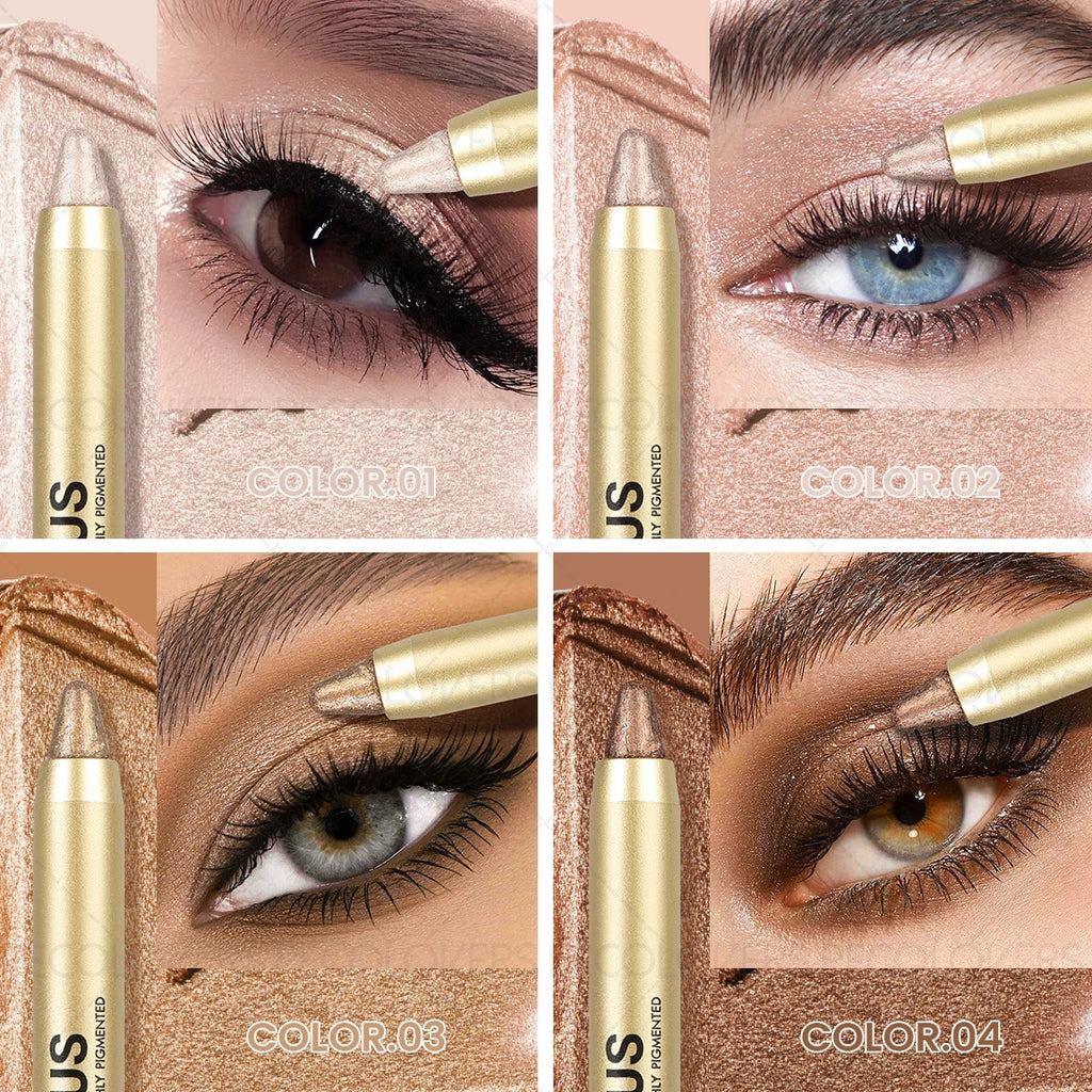 Waterproof Glitter Matte Eyeshadow Stick Set - Dual-Ended Eye Makeup Pen