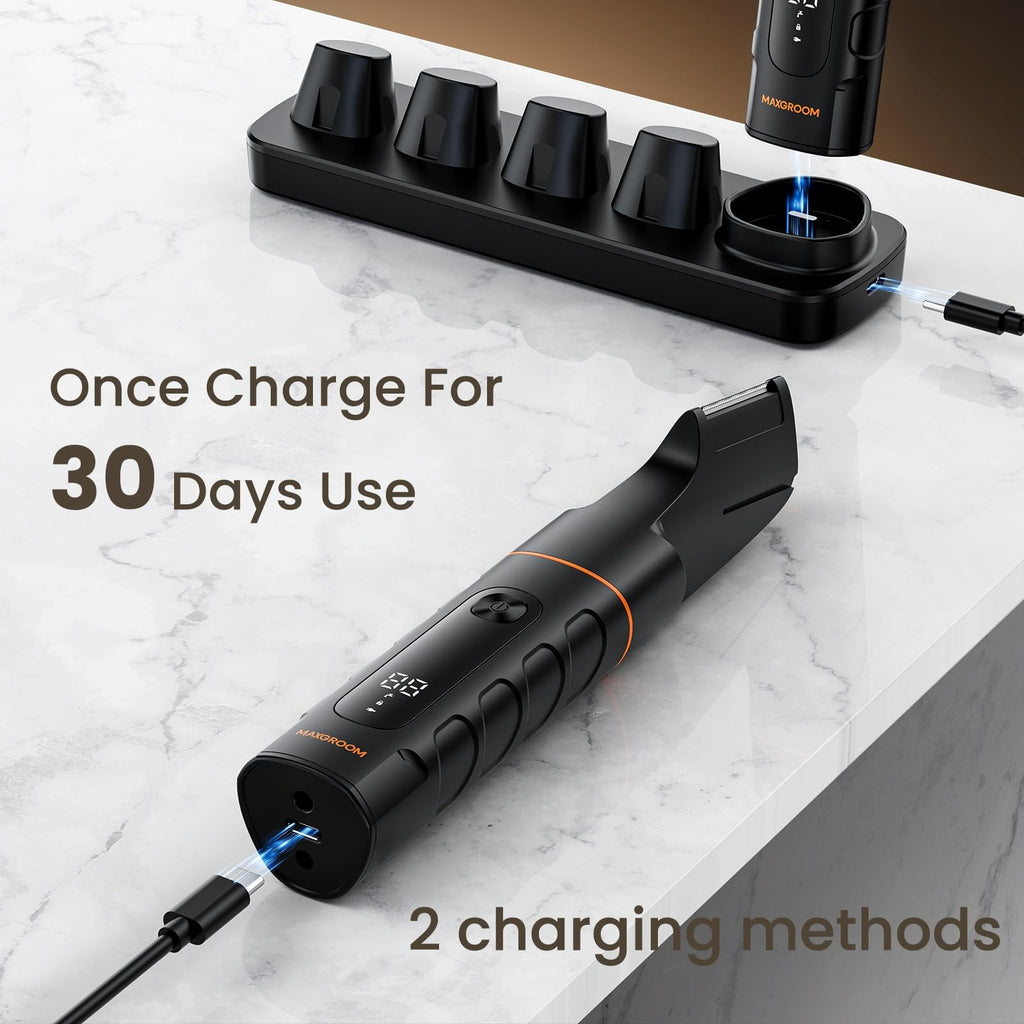 Men's All-in-One Body & Pubic Hair Trimmer Waterproof No-Nick Grooming Kit