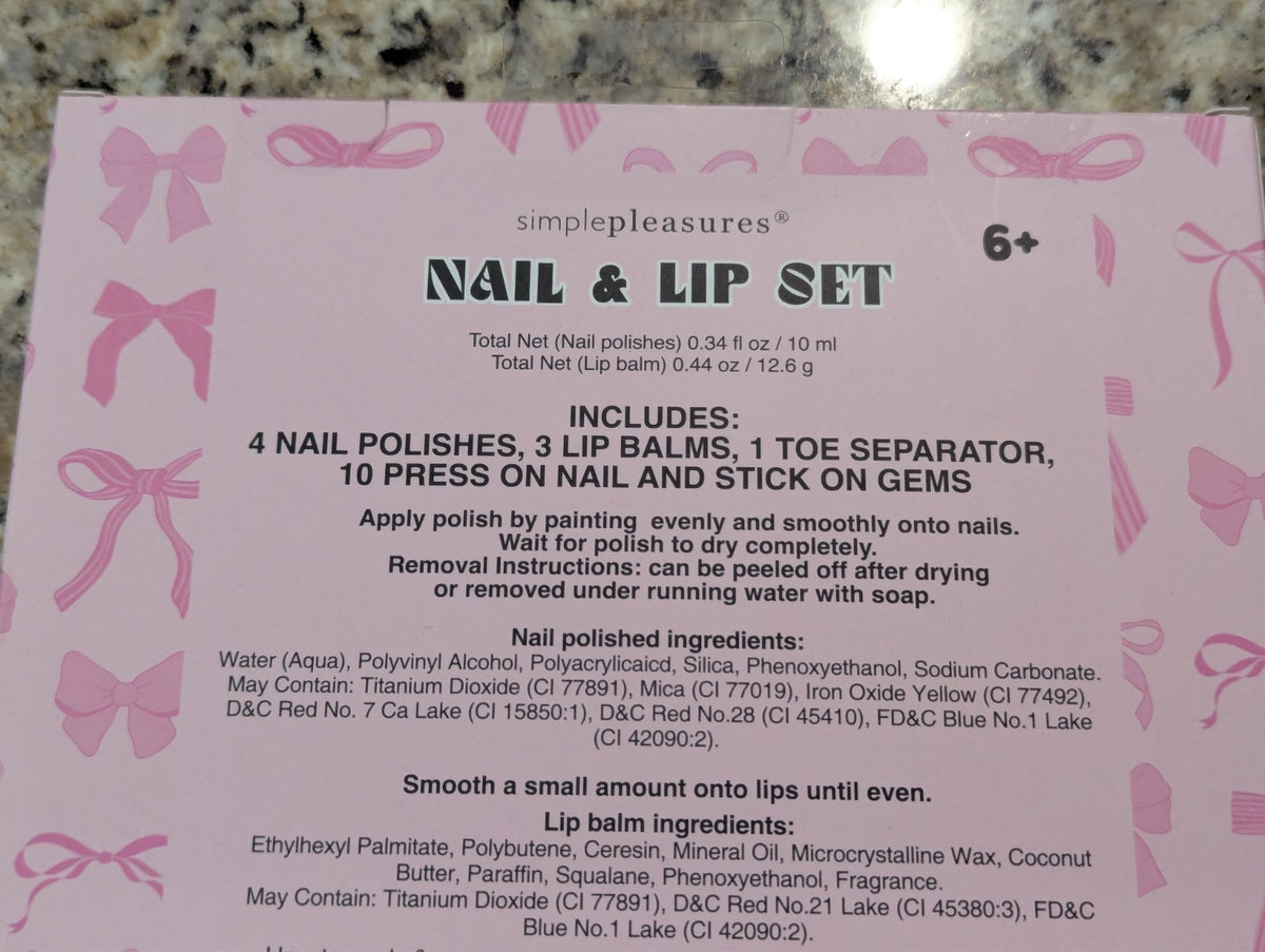 Nail & Lip Set with Press-On Nails, Polishes, Gems & Lip Balms
