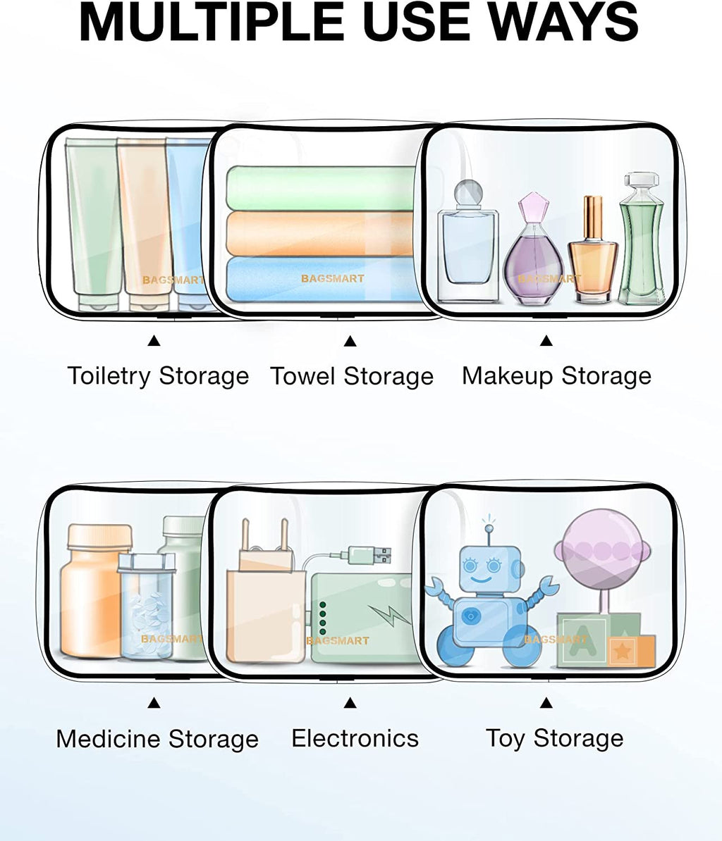 Clear TSA Approved Water-Repellent Toiletry Bag 2-Pack - Travel Organizer