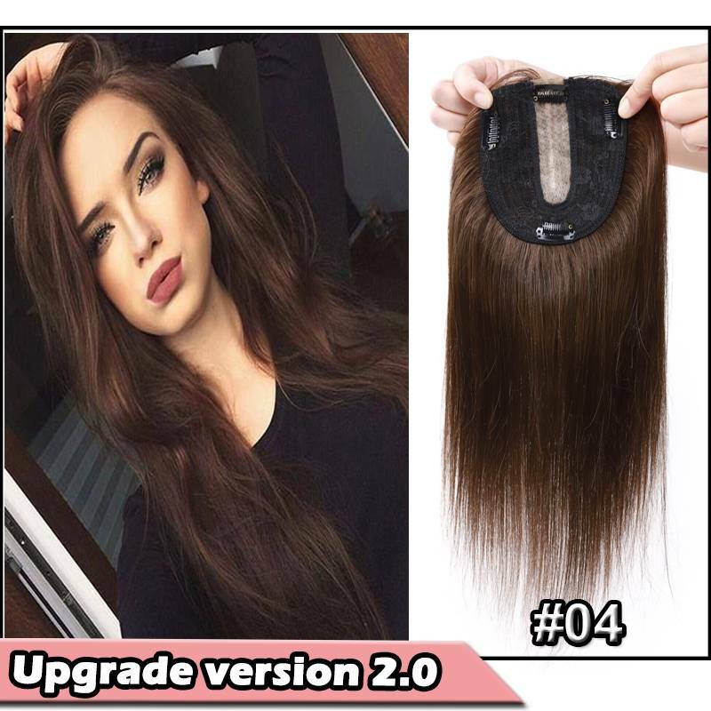 Clip-In Hair Topper with Silk Base - Remy Human Hair, Multiple Sizes & Colors