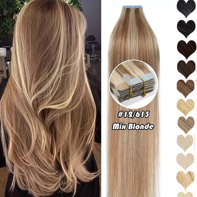 Double Pull Hair Extensions 50g Virgin Human Hair Weft Long & Invisible Skin