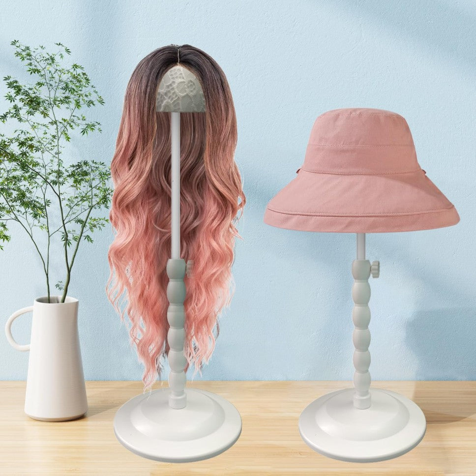 Adjustable White Wig Stand with Lace, Non-Slip Wig Head Holder for Styling & Drying