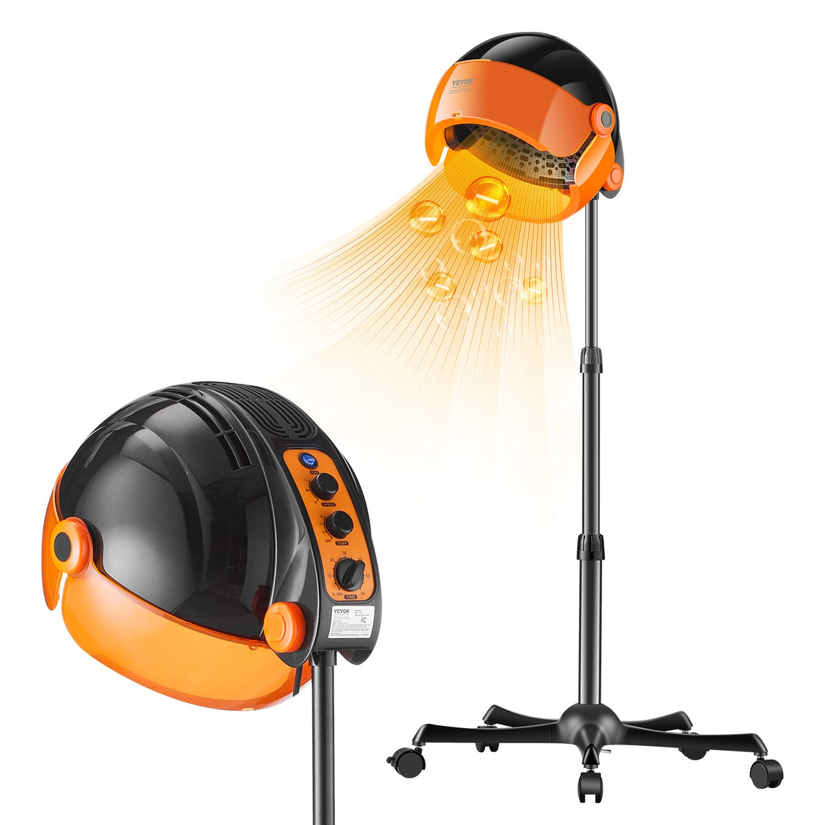 Ionic Hooded Hair Dryer 1875W with Negative Ion Technology, 9 Settings & Adjustable Height