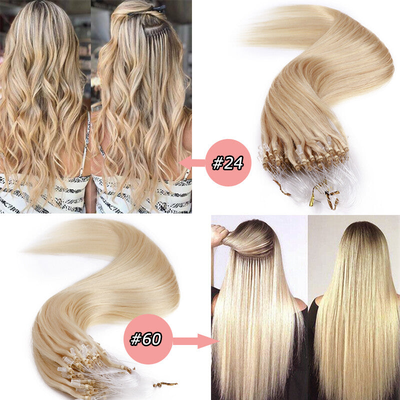 Micro Loop Hair Extensions Beads Ring Tips for Human Hair - Full Head