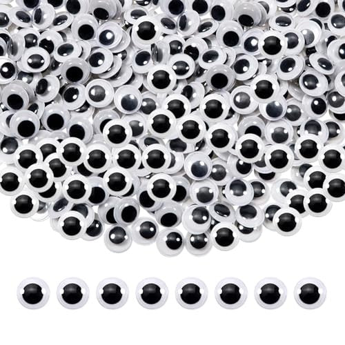 300pcs 10mm Self-Adhesive Plastic Wiggle Googly Eyes for Crafts & Decorations