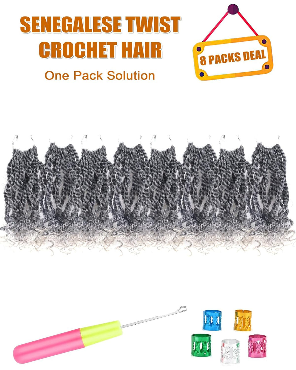 Pre Looped Senegalese Twist Crochet Hair 6 Inch for Black Women