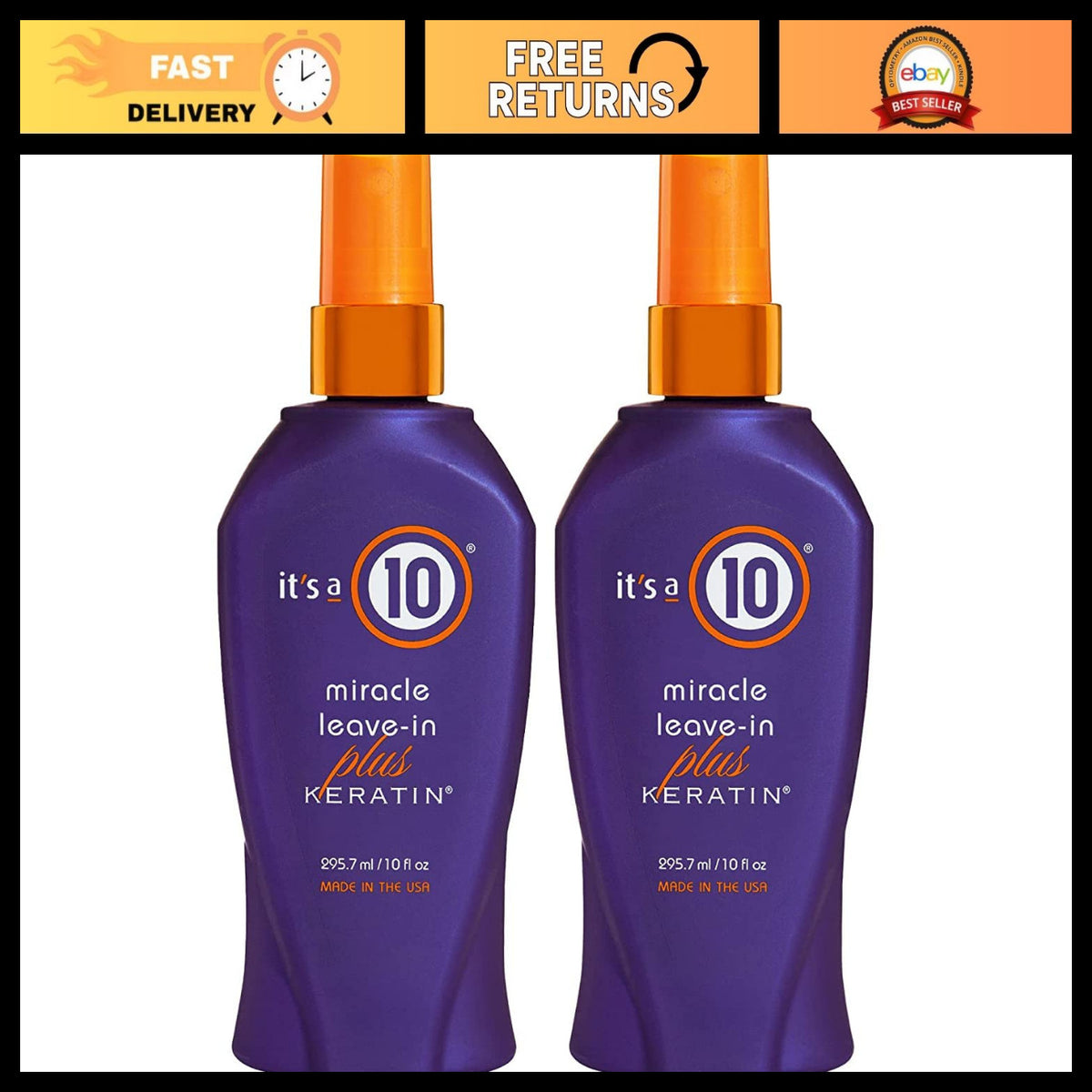 Keratin Hair Spray for Frizz Control & Shine - 2 Pack, 10 fl oz