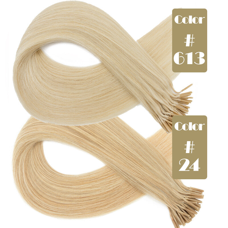 Remy Human Hair Extensions I-Tip Stick Tips Balayage & Solid Colors