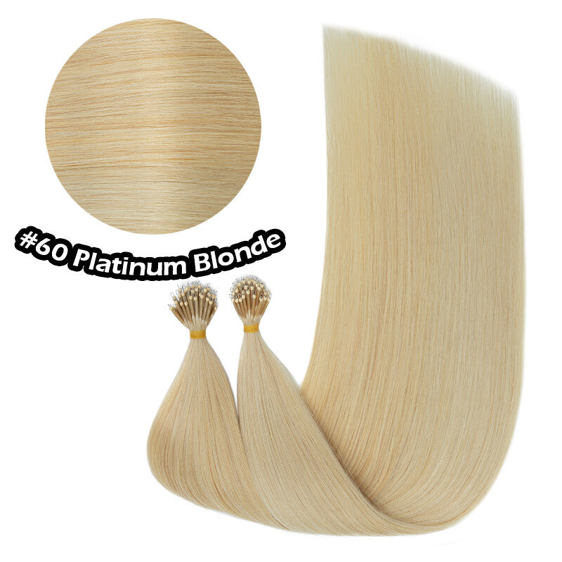 100% Human Hair Extensions Nano Ring Loop Micro Beads Blonde S