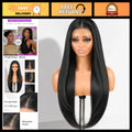 30-Inch Black Lace Front Wig with Pre-Plucked Hairline, Glueless Synthetic Hair