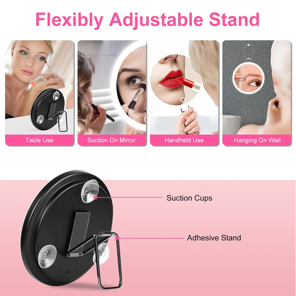 30X Magnifying Lighted Makeup Mirror with 3 Color LEDs – Adjustable Brightness