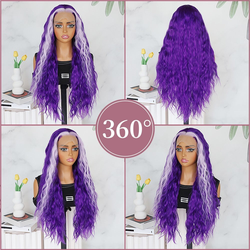 Pre Plucked Purple Curly Lace Front Wig with Heat Resistant Synthetic Hair