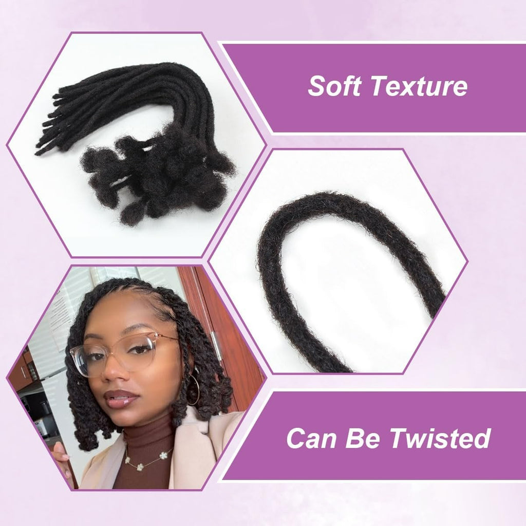 Human Hair Dreadlock Extensions 50 Strands 6 Inch 1B Natural Black