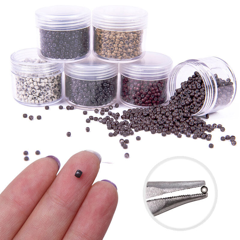 300PCS Human Hair Extensions Nano Ring Beads 16-22in Thick Remy Hair