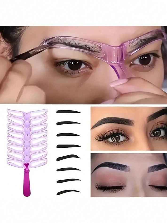 Reusable Eyebrow Stencil Kit with 8 Styles for Makeup & Shaping