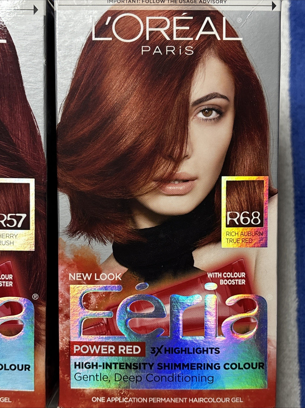Lot of 2 L'Oreal Féria Power Reds Hair Dye Set - R57 Cherry Crush & R68 Rich Auburn