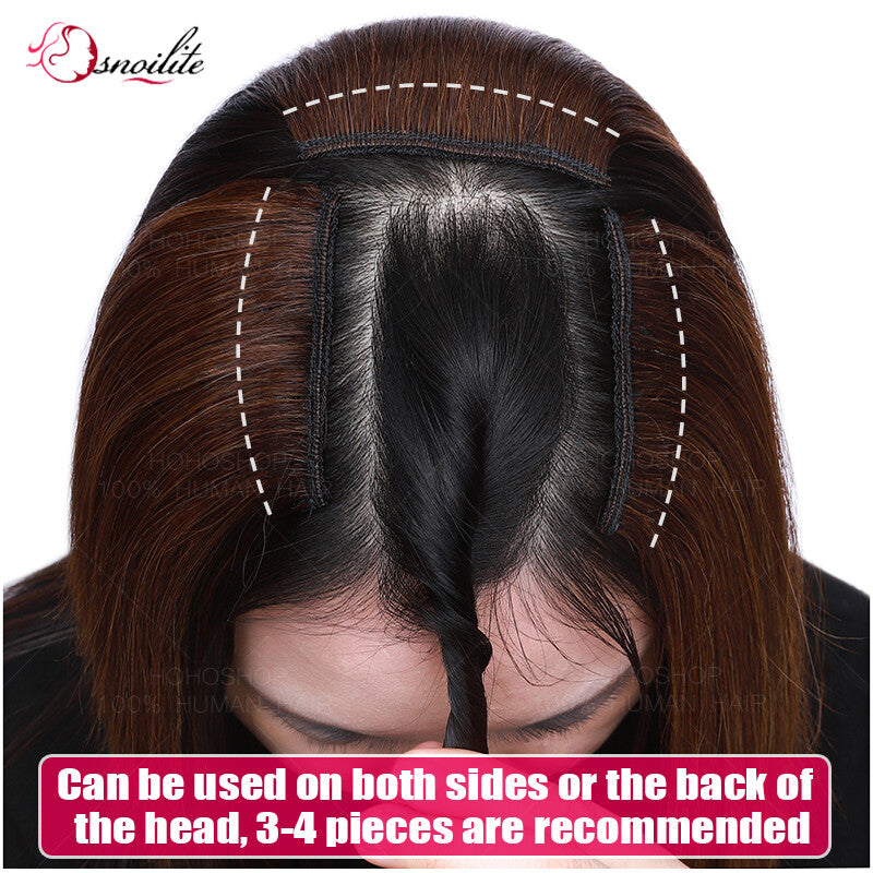 Clip In Short Hairpiece Human Hair Extensions Thick Pad Hair Topper