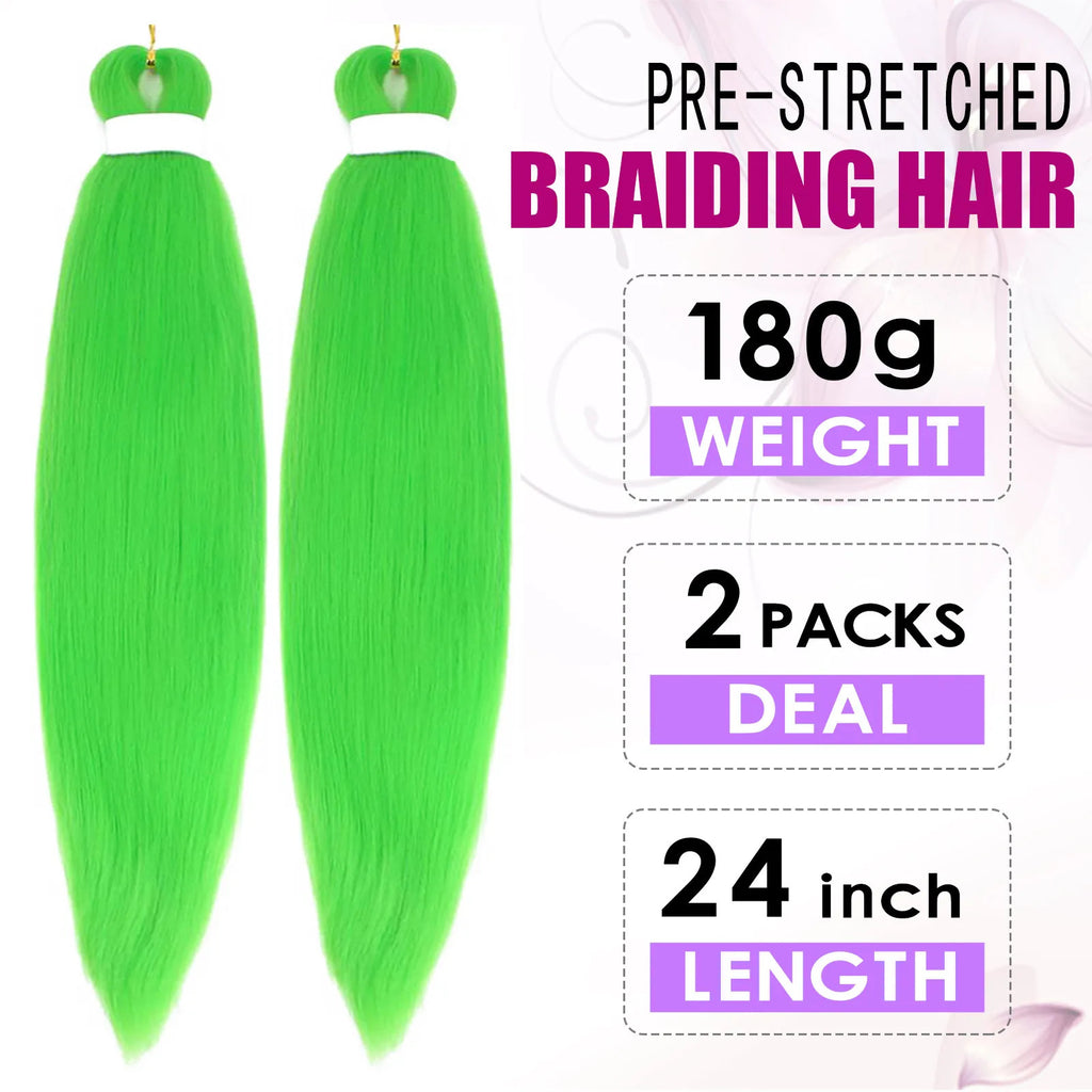 Pre-Stretched Colorful Synthetic Braiding Hair Extensions for Women