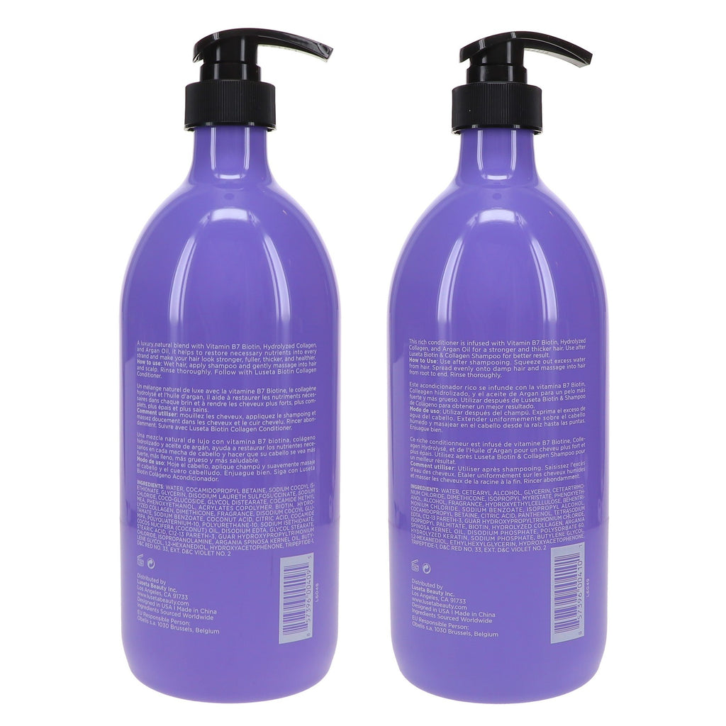 Biotin Collagen Shampoo & Conditioner Set 33.8 oz - Volumizing Hair Care Combo