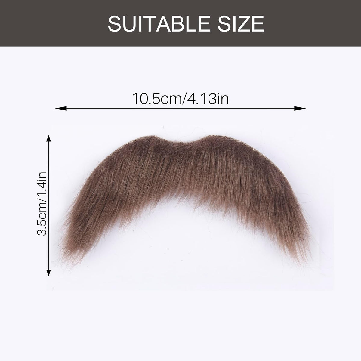 Brown Fake Mustache Stick-On Facial Hair for Men Costumes Halloween Cosplay