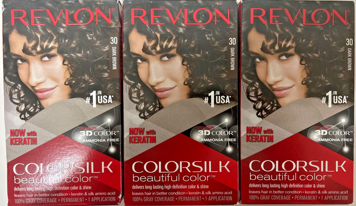 Dark Brown Hair Color Permanent Kit - Ammonium Free with Keratin, Pack of 3